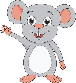 baby mouse waving cartoon style clipart