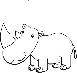 baby rhino black white outline clipart