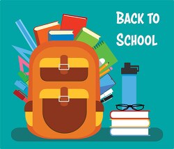 back to school bagpack filled with books and supplies clipart