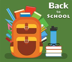 back to school bagpack with books clipart