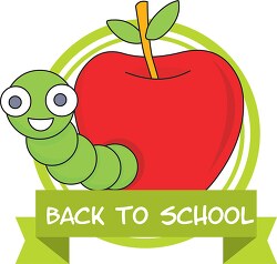 back to school worm apple clipart