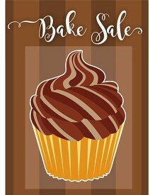 bake sale sign with large cupcake clipart