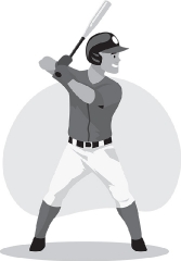 baseball player at bat on home plate gray color