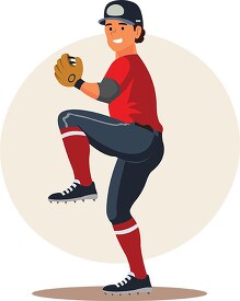 baseball player pitcher prepares to throw ball clipart