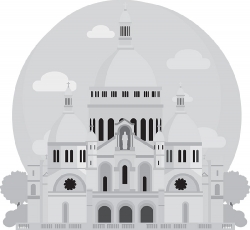 basilica sacre coeur in paris france gray clipart