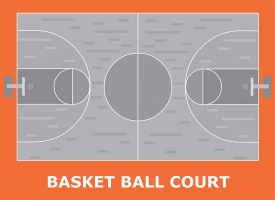 basketball court illustrated orange gray color