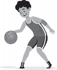 basketball player bouncing ball gray color