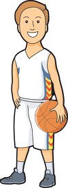 basketball player in uniform holding ball