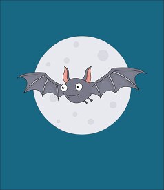 bat flying against moon clipart