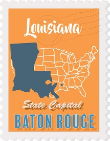 baton rouge louisiana state map stamp clipart 2