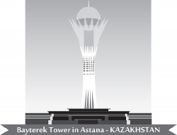 bayterek tower in astana kazakhstan gray clipart