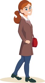 beautiful lady wearing long coat with purse clipart2020