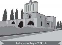 bellapais abbey cyprus gray clipart 