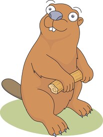 bif eyed beaver with twig clipart