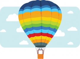 big colourful hot air balloon in the sky clipart