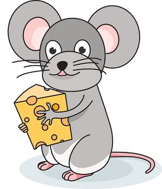 big eared mouse holding cheese image clipart
