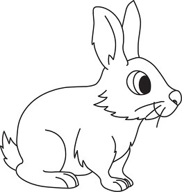 big eyed rabbit black white outline clipart