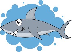 big eyed swimming shark cartoon style clip art