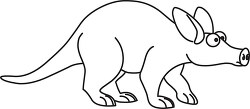 big eyeged aardvark black outline clipart