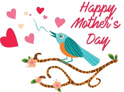 bird on a tree branch with hearts happy mothers day clipart
