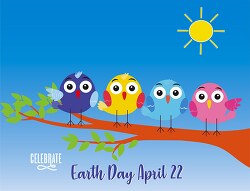 birds on tree branch celebrate earth day clipart 2