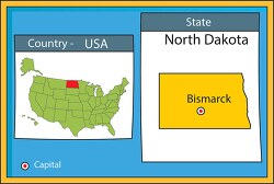 bismarck north dakota state us map with capital