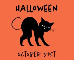 black cat happy halloween october 31 clipart