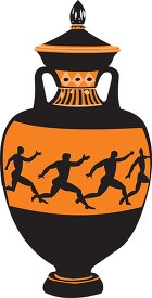 black gold ancient greek vase with olympians clipart