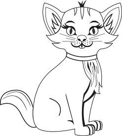Black outline cute pet cat clip art graphic