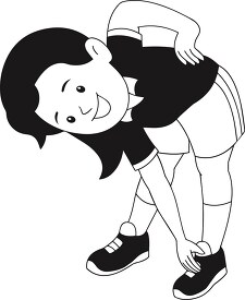 black outline girl stretching exercise physical fitness clipart