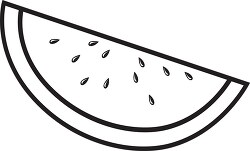 black outline large slice of wtermelon clipart