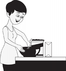 black outline short hair lady preparing food clipart