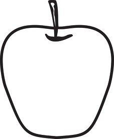 black outline single red apple with stem clipart