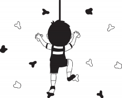 black white climbing boy climbing on wall clipart