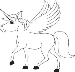 black white fantasy horse with wings clipart