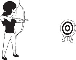 black white girl aiming target with bow and arrow archery clipar