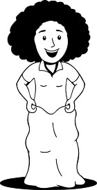 black white girl playing sack race outdoor games clipart