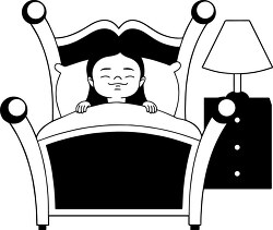 black white girl sleeping in bed clipart