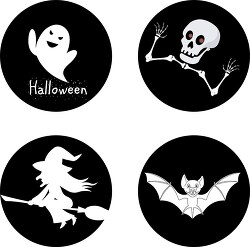 black white halloween icon set
