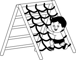 black white kid boy climbing clipart