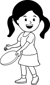 black white mexican american girl playing frisbee clipart