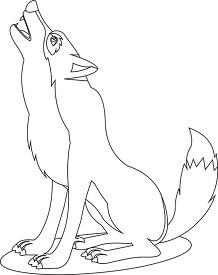 black white outline clipart of howling gray wolf