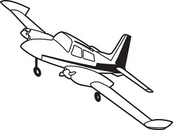 black white outline twin engine airplane clipart 015