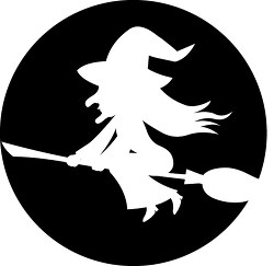 black white witch halloween icon