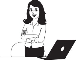 black white woman in office people clipart