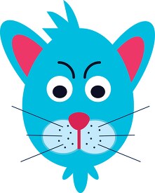 blue cat cartoon face clipart