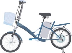 blue electric bicycle with basket clipart 16