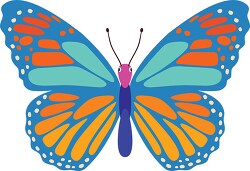 blue orange colorful butterfly clipart