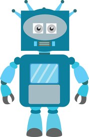 blue robot intelligent machine clipart graphic image 3A