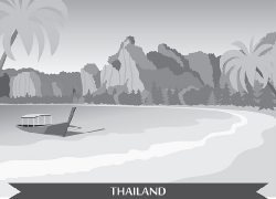 boat on beach thailand gray clipart